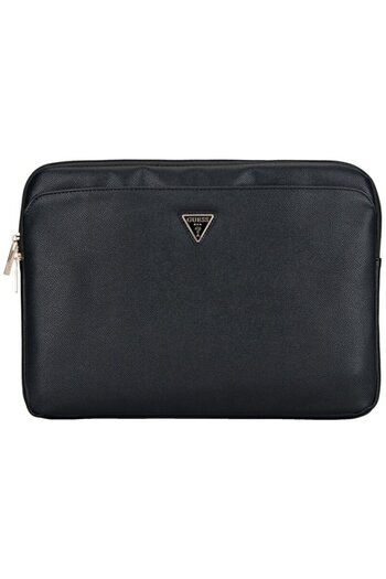 Guess Husă pentru laptop de 14 inch cu logo triunghi granulat, neagră