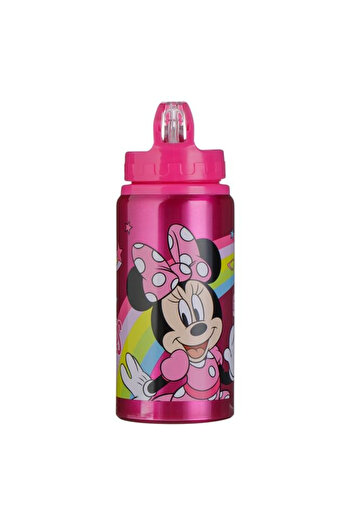 Micostore Kids School Water Bottle, 500 ml, Aluminum, Straw Bottle, Fuchsia, Minnie, Flip Top