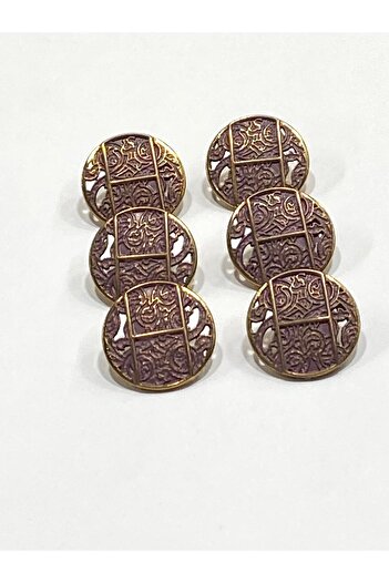 karantuhafiye Antik Gold Floor / Metal Button / 2.3 cm / Set of 6 / (M09089)/ Dried Rose