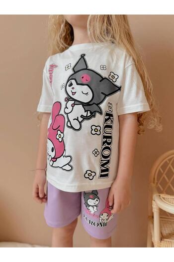 YİGİT BUTİK Girl's Suit with Character Patterned Shorts