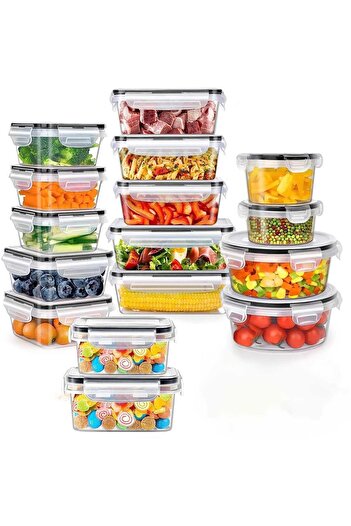 Elindor Set of 24 Elindor® Casseroles Kitchen Ingredient Containers, for Dry Food, Transparent