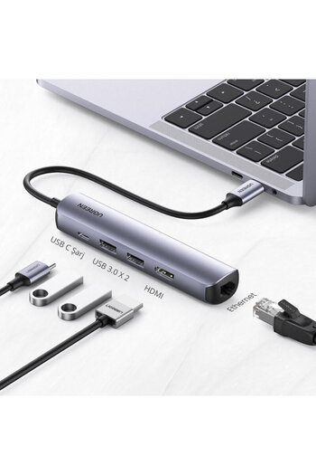 Ugreen Hub Tip-C la 2x USB, Tip-C, HDMI, RJ45 Gigabit Ugreen, 10919