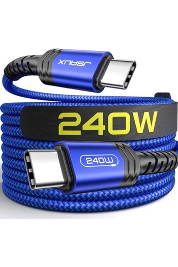 jsaux 240W USB C Cable 3M, USB C to USB C Cable PD 3.1 5A Type C Fast Charge Cable for iPhone 16/16