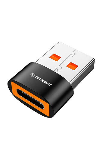 Techsuit Adaptor OTG premium Type-C la USB, 6A, 120W A4, negru