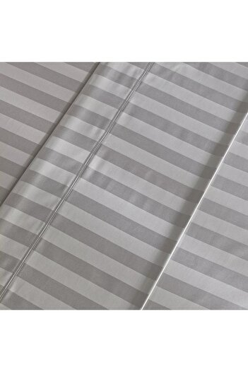 Home Centre Satin Stripe Pima Cotton Sateen 525 Thread Count Super King Flat Sheet - 260x270 cm