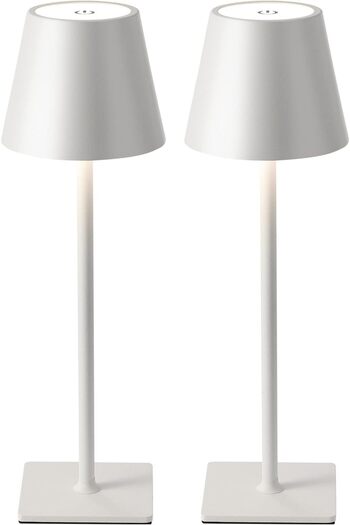 Taimi Cordless Lamps Set of 2,Touch Dimming,Wireless,IP54 Waterproof,Rechargeable,3 Color Modes,White