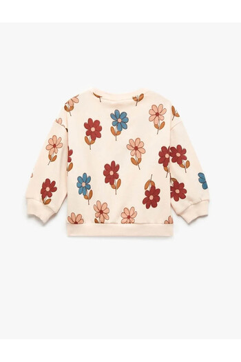 Koton Floral Patterned Pink Baby Girl Sweatshirt 6Wmg10050Ak
