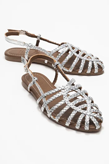 LuviShoes Claudia Silver Knitted Cage Design Women's Sandals