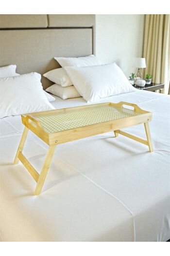 Bayev Bamboo 50X30 Decorative Pleasure Tray with Glass Legs 700654