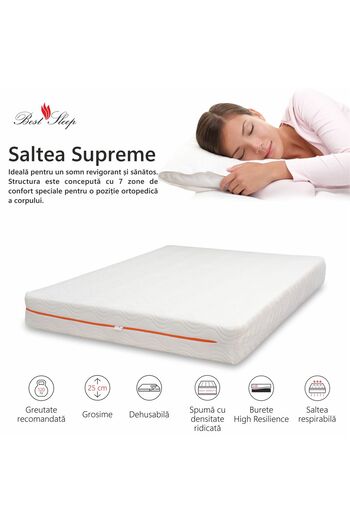 BEST SLEEP Saltea Ortopedica, Best Sleep, Supreme 18+5+2 High Resilience 140x200x25cm, DoubleSide