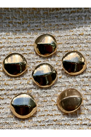 ODDA TASARIM ATÖLYESİ Bombe Model with Stripes on Gold Color New Season 2cm Button Set