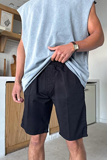 Flaw Wear Black Elastic Waist Shorts