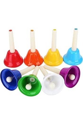 MegArya Kids Musical Percussion Baby Toys Colorful 8 Notes 5cm Hand Bells Set