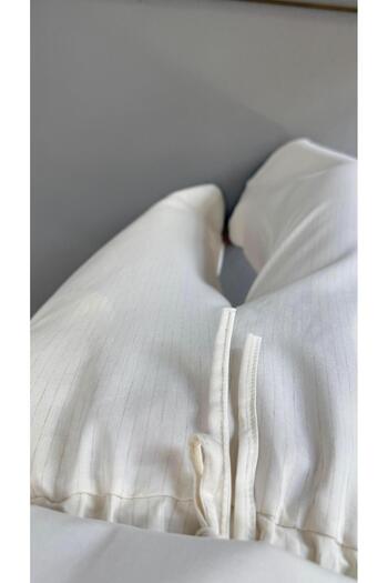 Sezgi Tekin Natural Striped Ecru Loose Trousers