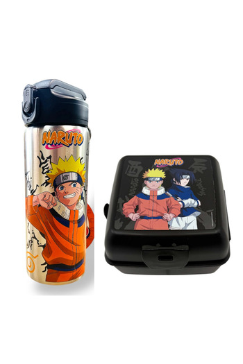 topal horoz Naruto 600 ml Steel Flask-Drinking Bottle and Tritan Lunchbox