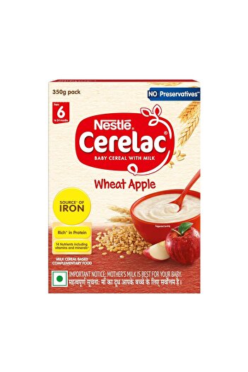 Cerelac Baby Food Cereal Wheat Apple for 6 to 24 Months Source of Iron & Protein for Babies 350g
