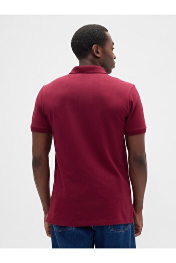 GAP Erkek Kırmızı Logo Piqué Polo Yaka T-Shirt