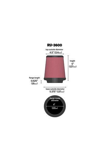K&N Ru-3600 Universal Air Filter