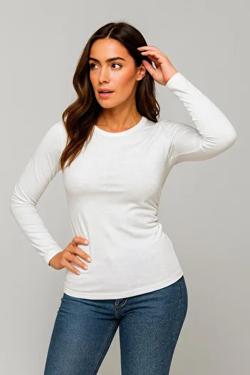 VOICTEC Crew Neck Plain Lycra Slim Fit/Body Hugging Long Sleeve Badi T-Shirt