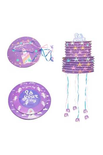 Otto Common Purple Unicorn Party Piñata, Pre-filled with Candies, Birthday Party Decoration and Game