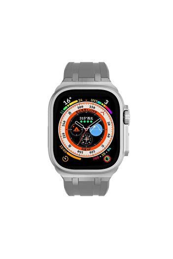 Good Case Apple Watch Ultra 3 (49mm) Compatible Silicone Band with Metal Buckle Design-89 Silver