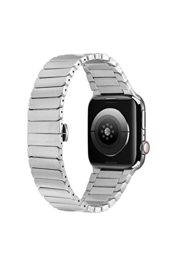 Good Case Apple Watch Ultra 3 (49mm) Compatible Line Design Metal Band-79 Silver