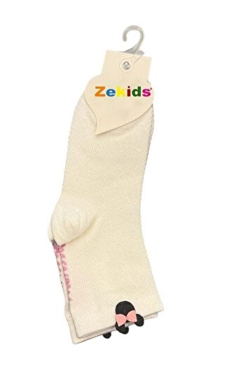 Zekids Момичешки памучни чорапи с панделка от плат с пчелна пита