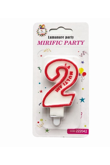 SDX Market Cake candle, number 2, white with red border