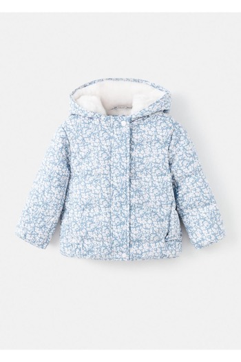 MANGO Baby Çiçek desenli tüylü anorak