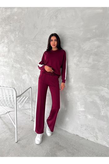 SLAW REZZ Modal Fabric Tracksuit Set White Striped Tracksuit Set