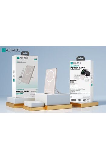 ADMOS AP516 Magnetic Power Bank 5000mAh with Wireless Charging.