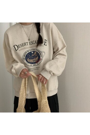 FUFLUNS Desert Escape Printed Oversized Unisex Women/Men Crewneck Sweatshirt
