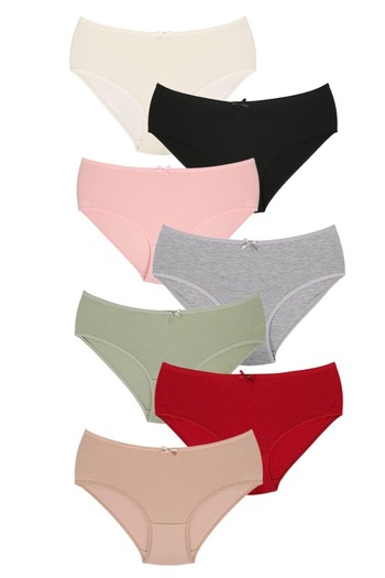 Novella Women's Panties 7-Pack - Solid Color, Regular Waist, Cotton, Comfortable Everyday Underwear