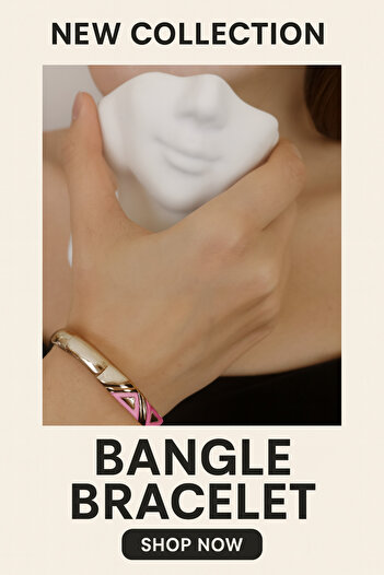 Enjoy Pink Gold Geometric Patterned Modern Bangle Bracelet New Collection