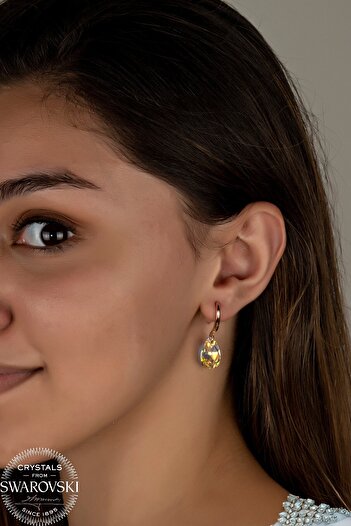 Swaroski Zirconia Crystal Stone Women's Shiny Drop Ros Silver Earrings |   Bright Pink Drop Chic