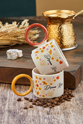 EMBazaar Dream More 2-Piece Coffee, Tea, Espresso, Herbal Tea Mug Set Patterned Mug