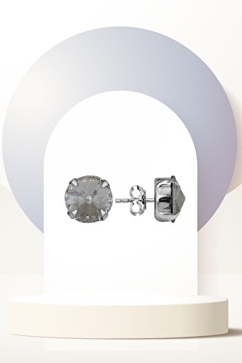 Swaroski Zirconia Crystal Stone Women's Ss Nail Stud Silver Earrings |   Sparkling and Special Detail