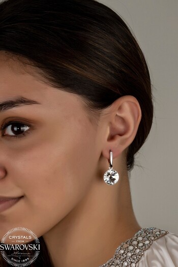 Swaroski Women's White Dangle Silver Earrings with Zirconia Crystal Stone |   Classic White and Moving Design