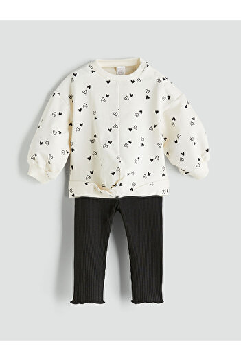 LC Waikiki Sparkling Selections from Shining Store |   Crew Neck Baby Girl Sweatshirt and Leggings 2-Piece Set