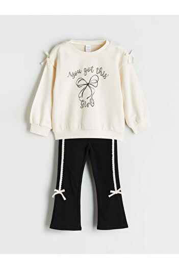 LC Waikiki Sparkling Selections from Shining Store |   Crew Neck Bow Embroidered Long Sleeve Girls' Sweatshirt…