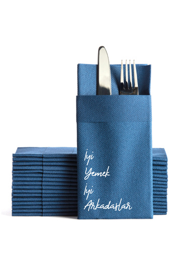 NapkinStore 12 Pieces - Fabric Textured Airlaid Premium Napkins (White) Good Food Good Friends Printed