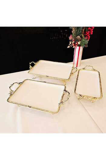 MaviDamla Cast Frame Porcelain Presentation Set 4 Pieces Gold