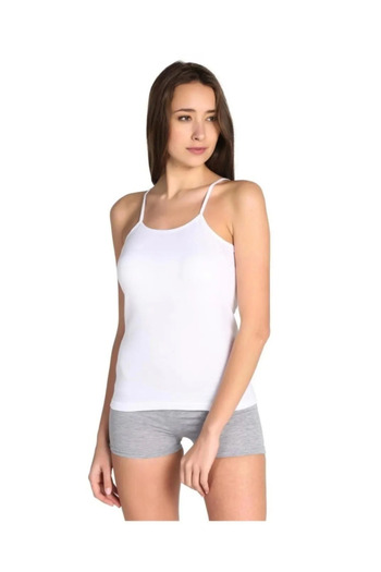 Stars Underwear Women's White Tank Top with Rope Straps, Flexible, 6 Pieces Cotton