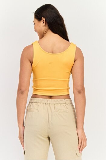 Don't Call Me Jennyfer Women V Neck Sleeveless Ruched Tank Top, Orange