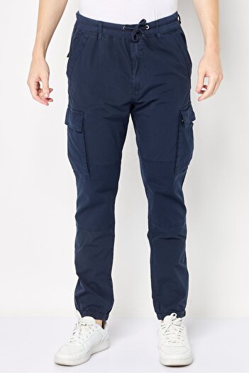 Replay Men Regular Fit Drawstring Stretchable Jogger Pants, Navy