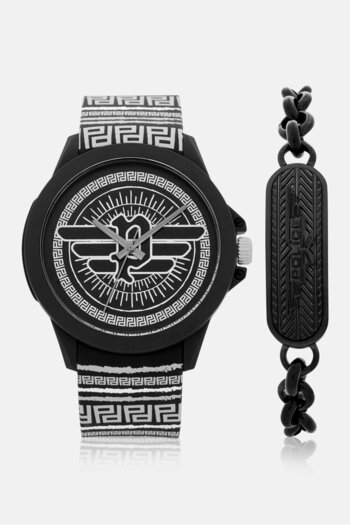 Police Men PEWUM0023460 Silicone Analog Watch 40 mm With Bracelet, Black