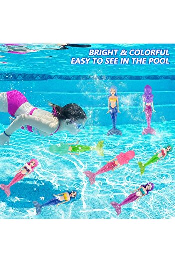 erorex Pool Diving Toys 4 Pcs Diving Mermaid Sparkle Tails Swimming Pool Dive Toys Dive Mermaid Underwater