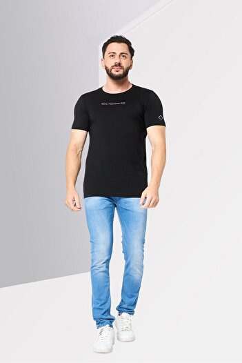 Replay Men Crew Neck Short Sleeve Graphic Print T-Shirt, Black