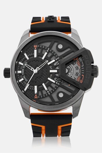 Police Men PEWJM0004201 Round Silicone Watch 46 mm, Black
