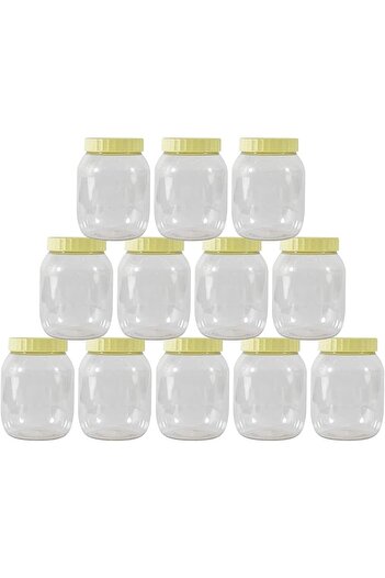 erorex Plastic Sunpet Round Spice Storage Pet Jar With Lid 12 Pieces, 300 Ml Capacity